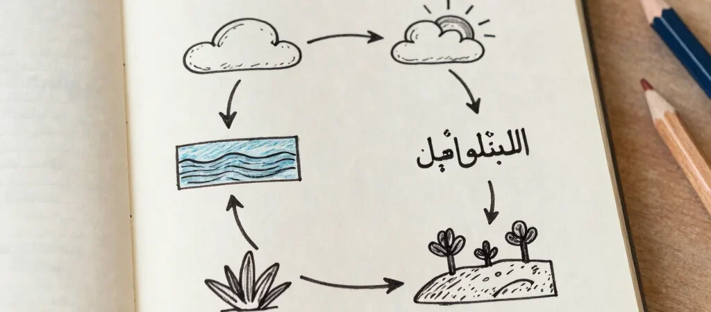 ارسم دورة الماء قبل حفظها